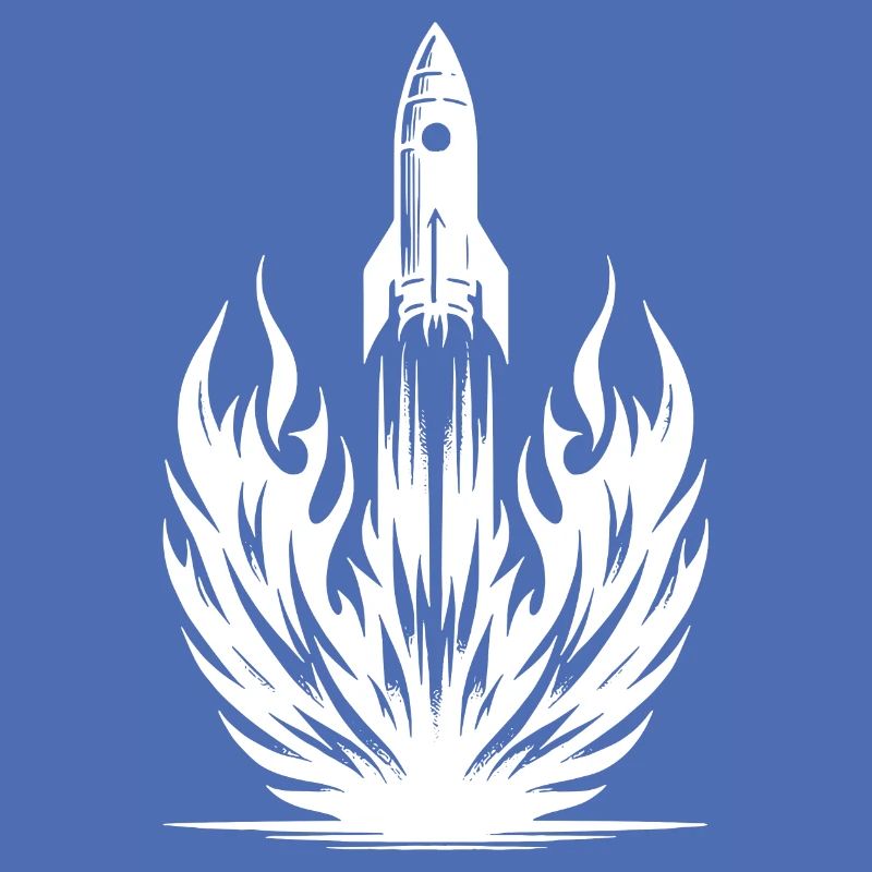 Launching rocket in flames