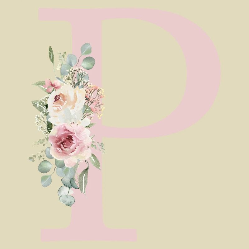 P| Monogramme | Eucalyptus Pastel Fleur Bleu