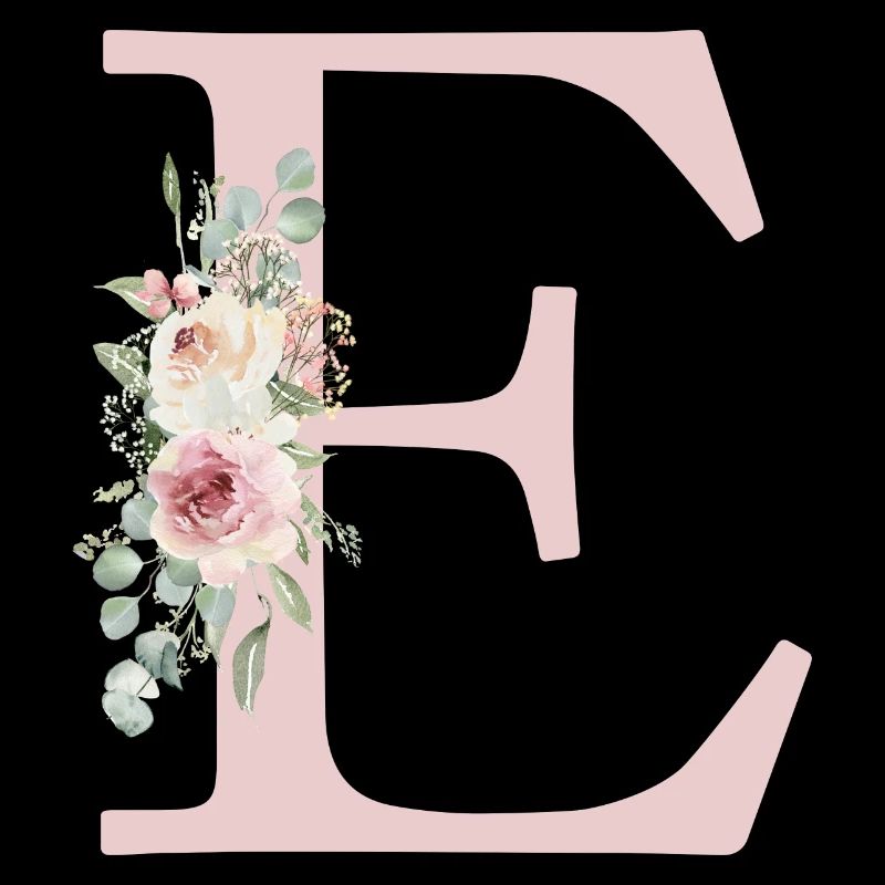 E| Monogramm | Eukalyptus-Pastell-Blumen-Blau