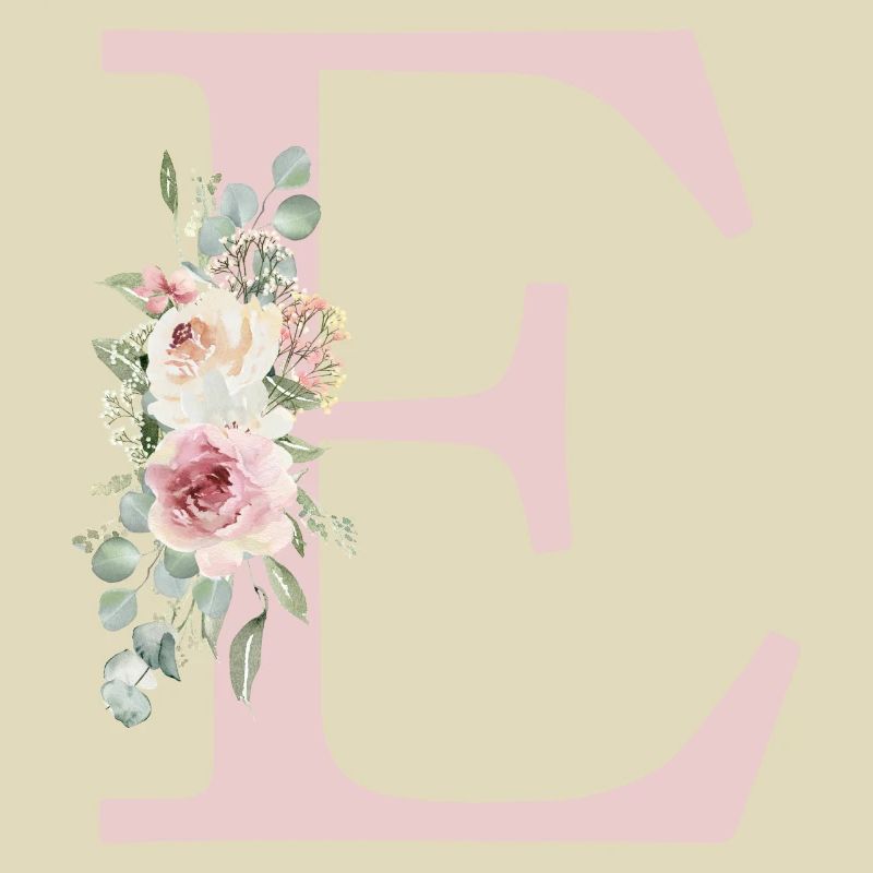 E| Monogramme | Eucalyptus Pastel Fleur Bleu