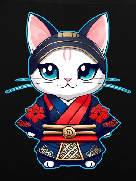 Cute samurai cat