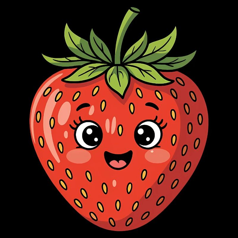 Strawberry with Face Fruit Funny Cute Cute
