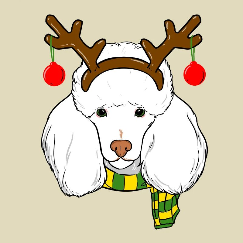 Caniche Noël Renne Cornes Chien Amant Noël