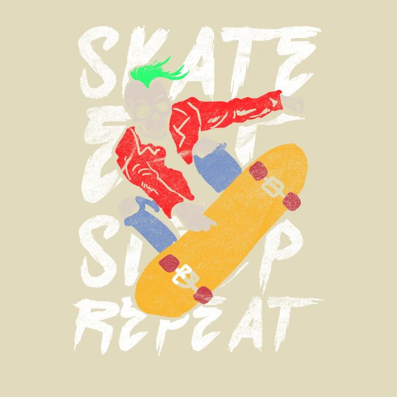 Manger dormir Répéter Skateboard Skateboard Crâne