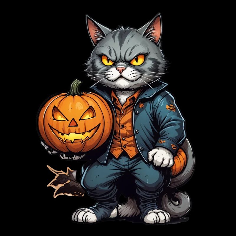 Halloween - Cat Horror with Pumpkin