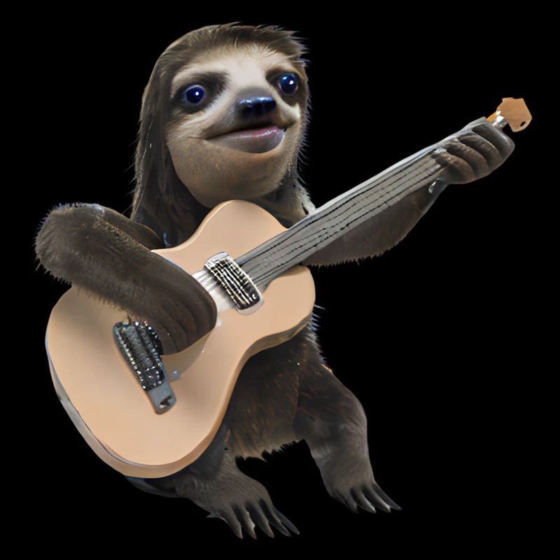 Sloth with guitar