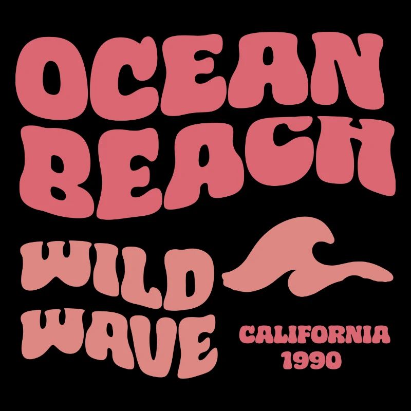 Ocean Beach - Retro Font Beach Wave Sea