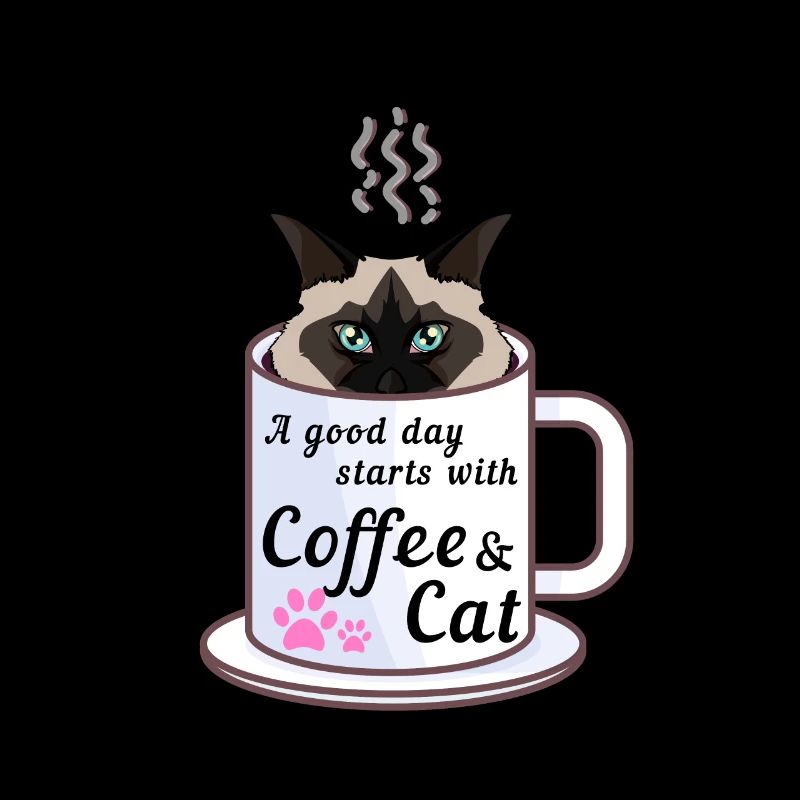 Une bonne journée commence avec un café et un chat Birman
