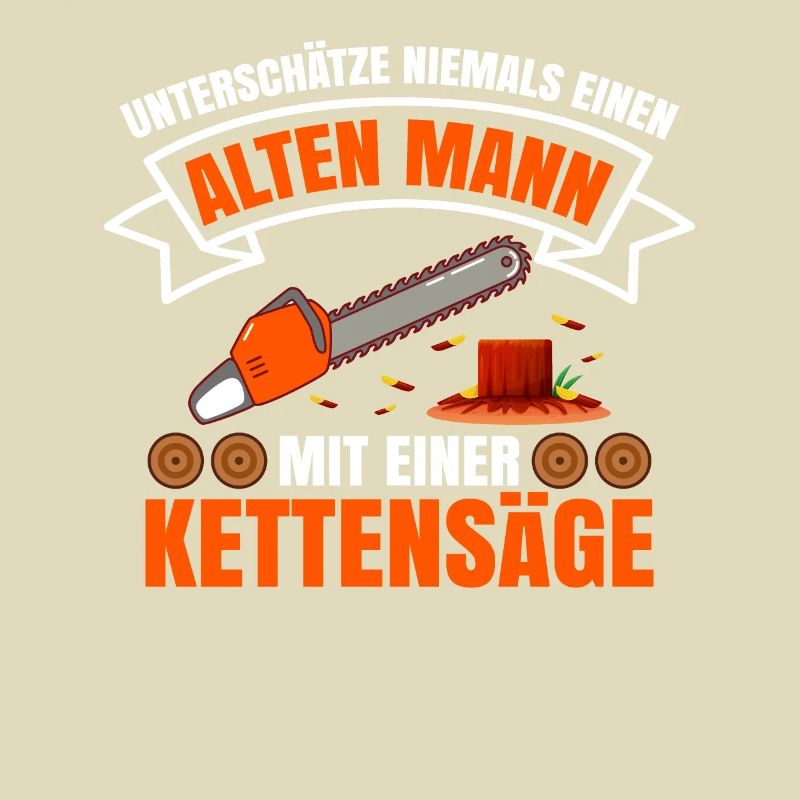 Ein Alter Mann Mit Einer Kettensäge