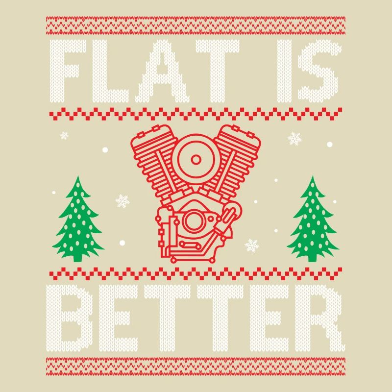 Engine Car Tuning Ugly Christmas - Flat Is Better
