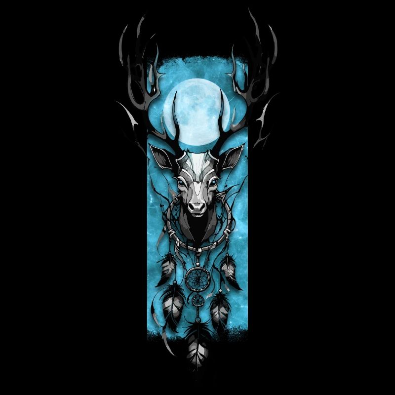 Lunar Harmony: Deer and Dreamcatcher
