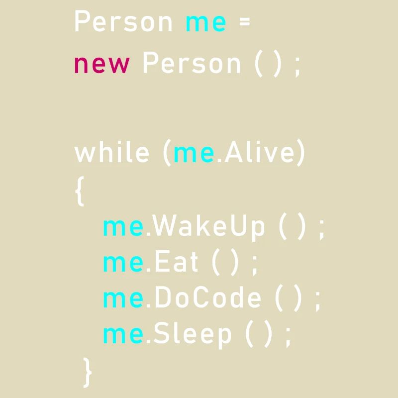 Person me = new person (); Programming Code Java
