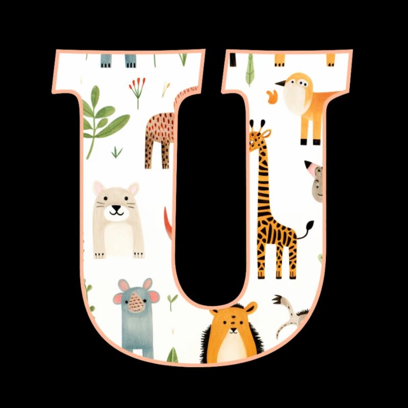 Buchstabe U, Monogramm, Tiermuster