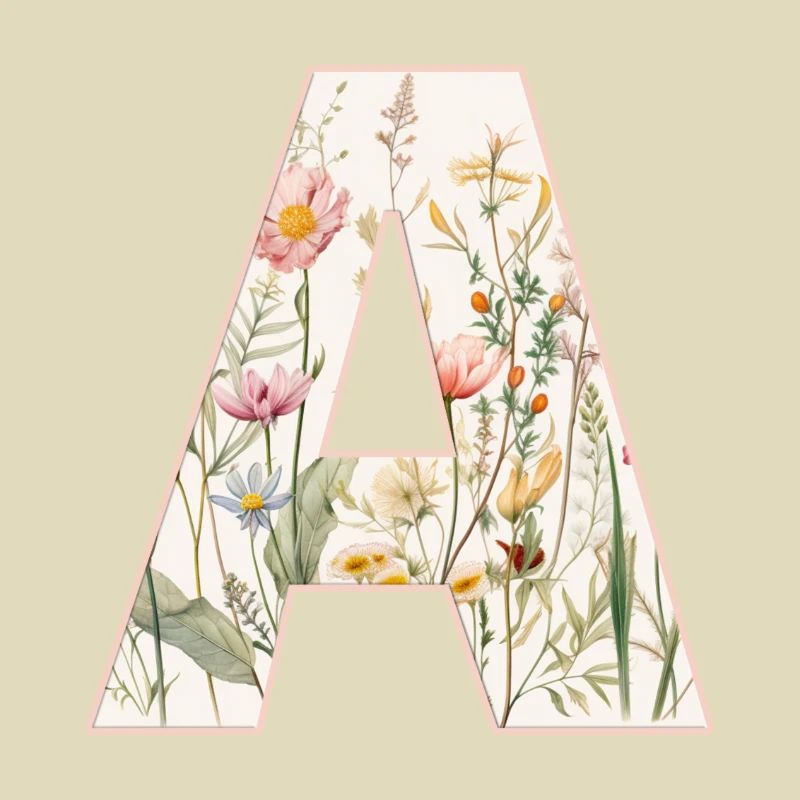 Buchstabe A, Monogramm, Blumenmuster