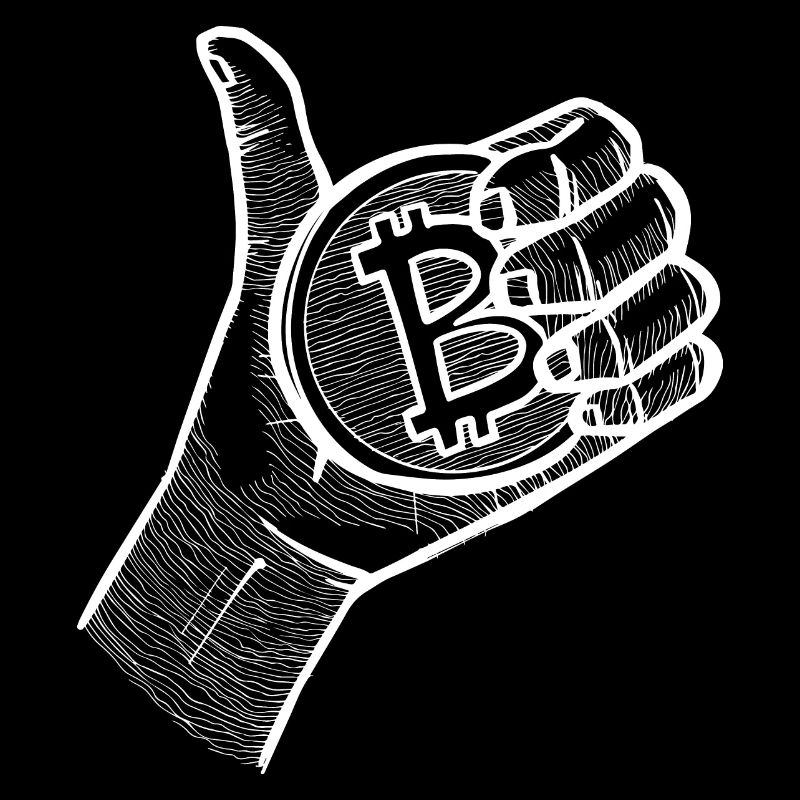 Bitcoin pouces levés main