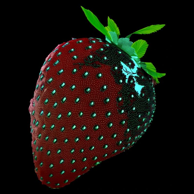 Erdbeere, technisch, Hightech, illustration