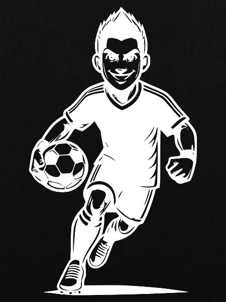 Dynamischer Fussballspieler mit Ball
