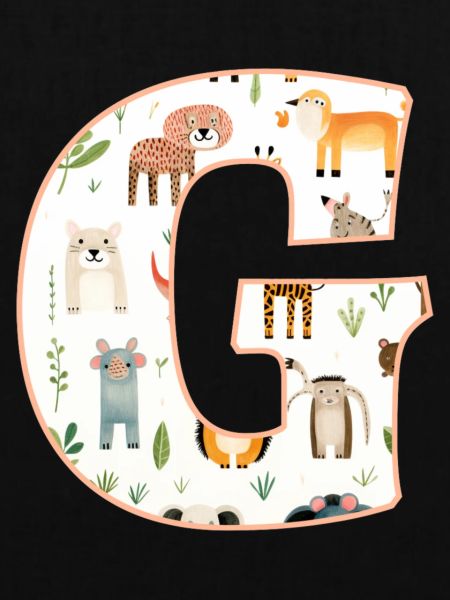 Buchstabe G, Monogramm, Tiermuster