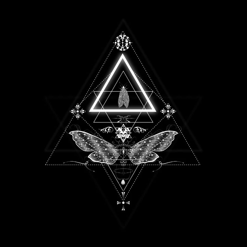 Moth in occult design