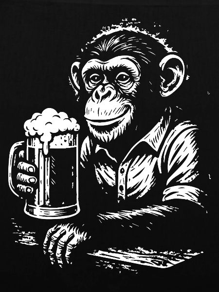 Bier Liebender Affe Portrait T-Shirt