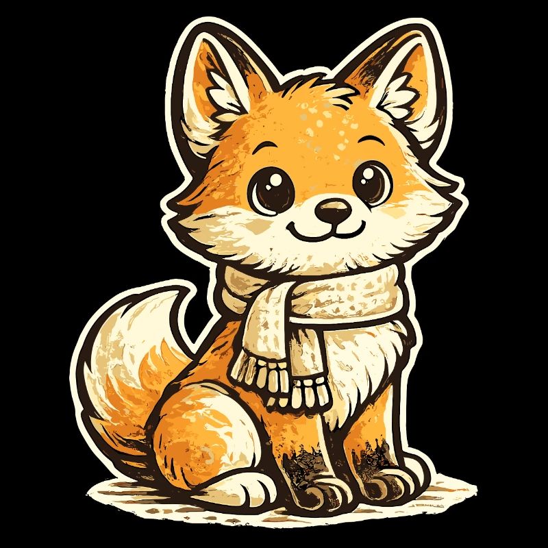 Renard réchauffant avec écharpe