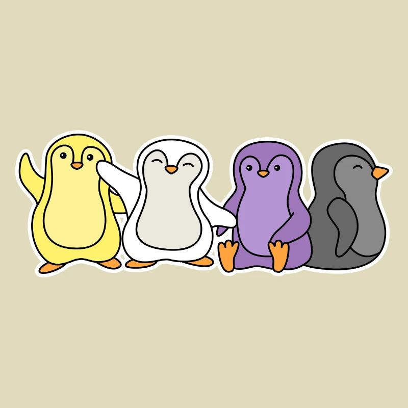 Conception de pingouin drapeau non binaire pour Enbys