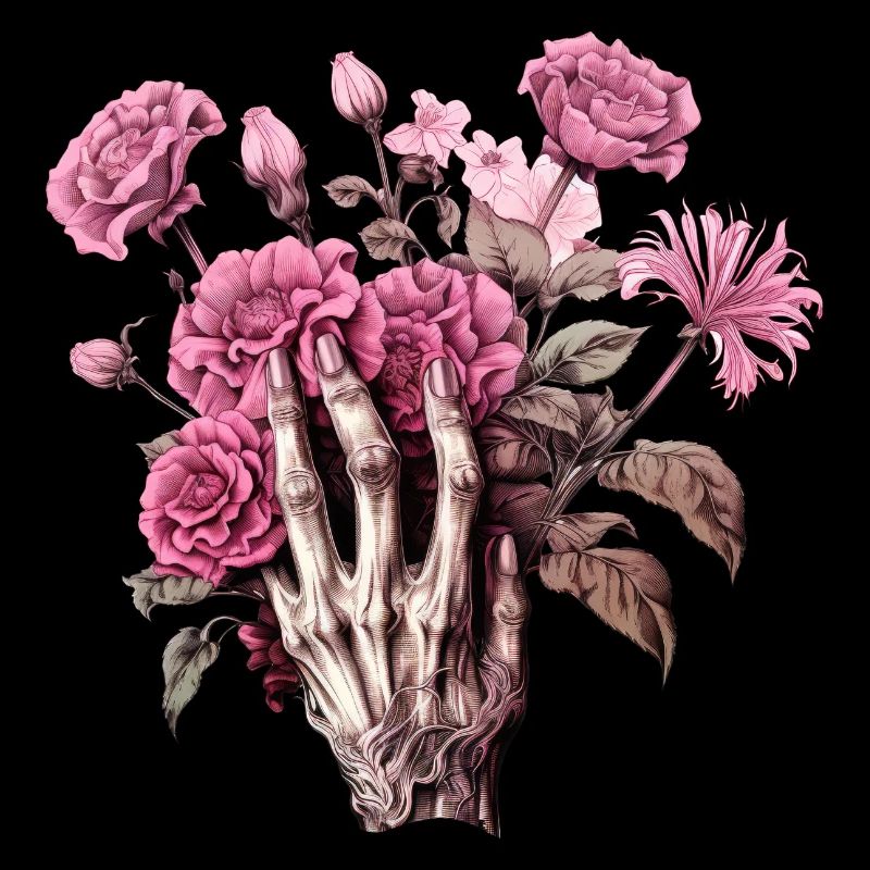 Rose vintage gothique main avec fleur