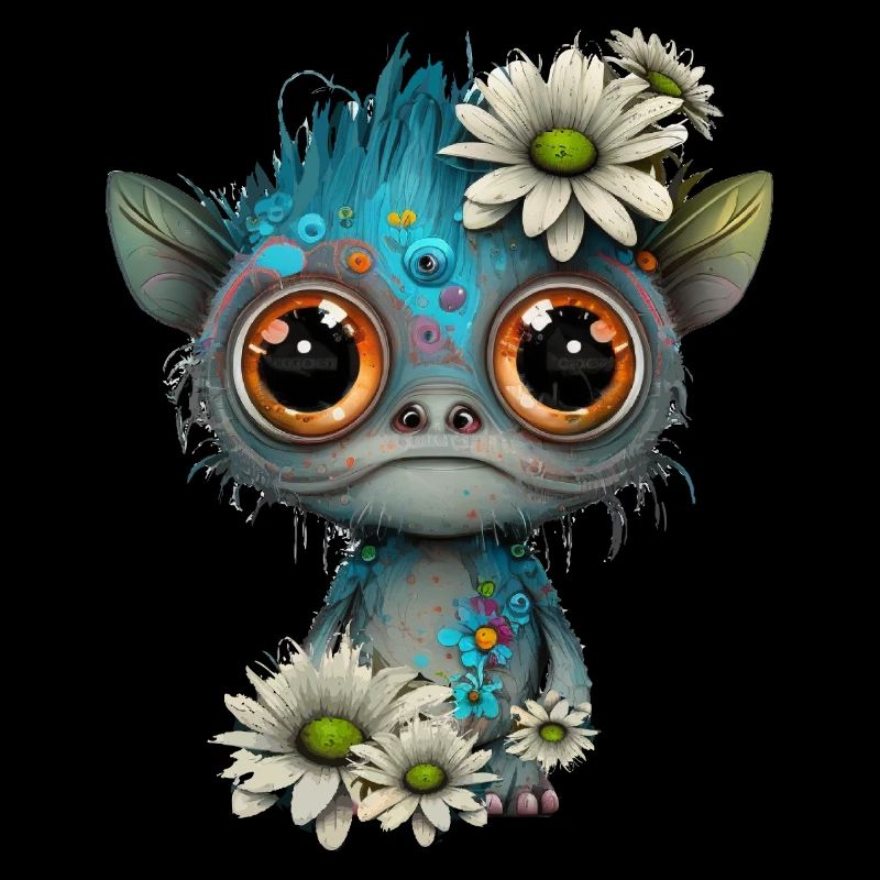 Cute alien with daisies