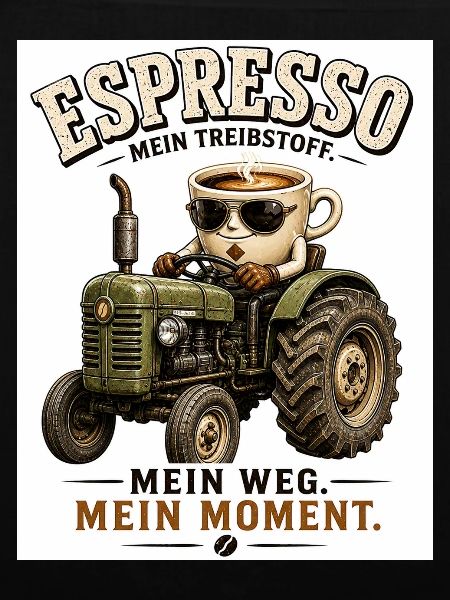Espresso Treibstoff auf dem Traktor