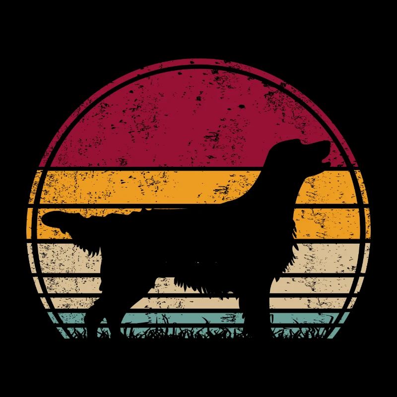 Flat Coated Retriever Retro Vintage