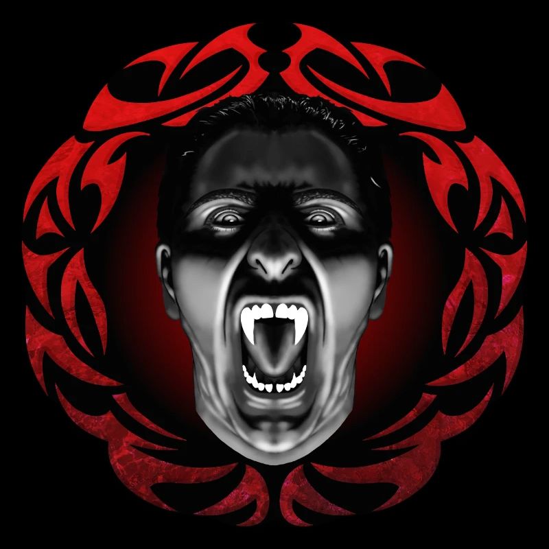 Fauchender Vampir mit Rahmen
