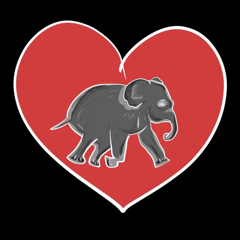 rotes Herz Tierliebe Elefant