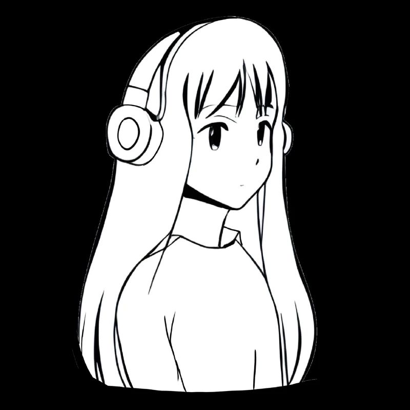 Manga Mädchen Kopfhörer