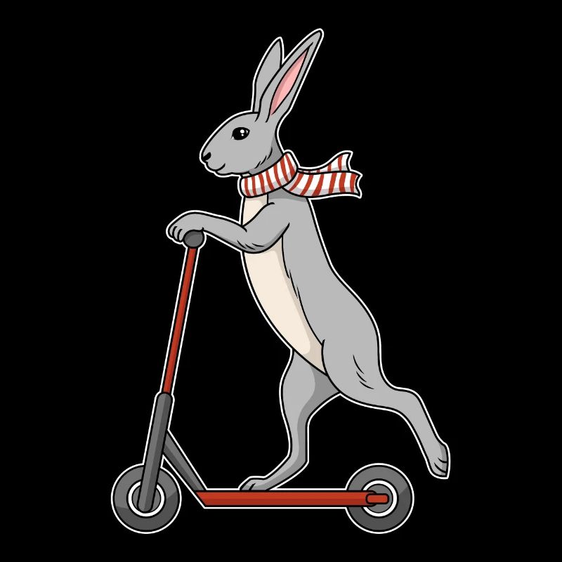 Hase auf Roller / e Scooter, Lustiges Design