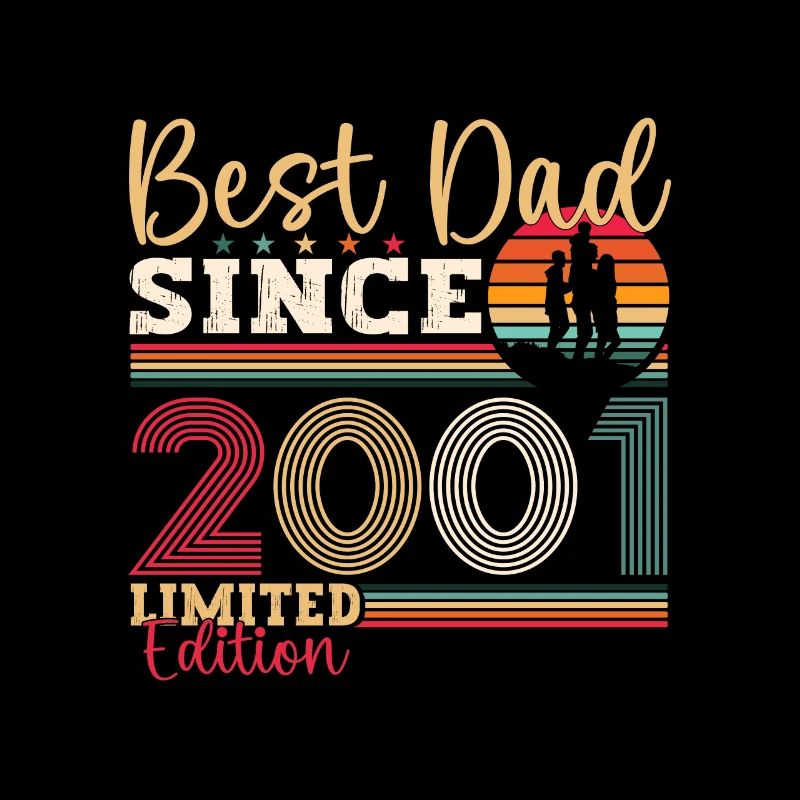 Herren Bester Papa Seit 2001 Vatertag Geschenk Fun