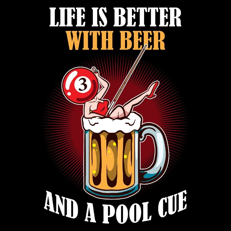 Beer And A Pool Cue Billiard Gift