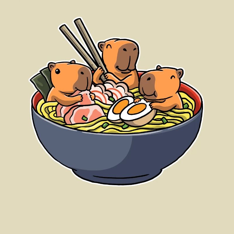 Capybara Eating Ramen Capybara Gift