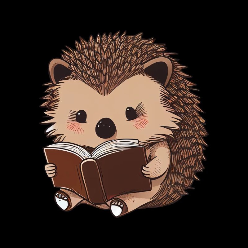 Cute hedgehog reading