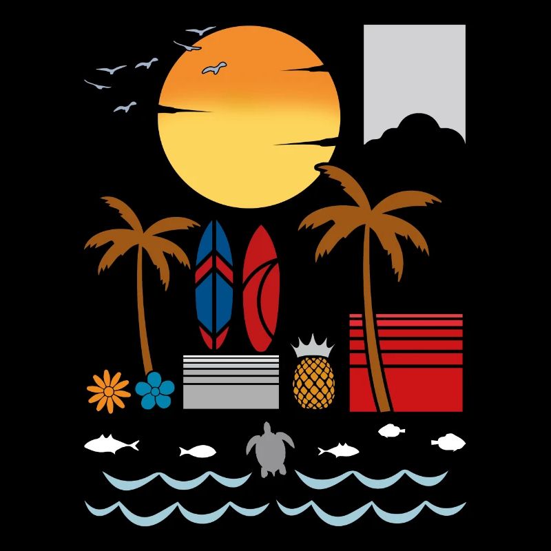 Summer Palm Tree Surf Hello Summer Hawaii