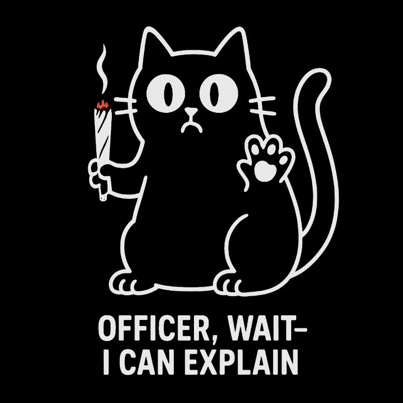 Relaxed Cat Design - Officer Wait I Can Explain
