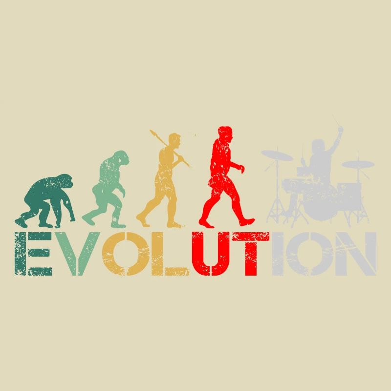 Drummer Schlagzeuger Evolution Retro
