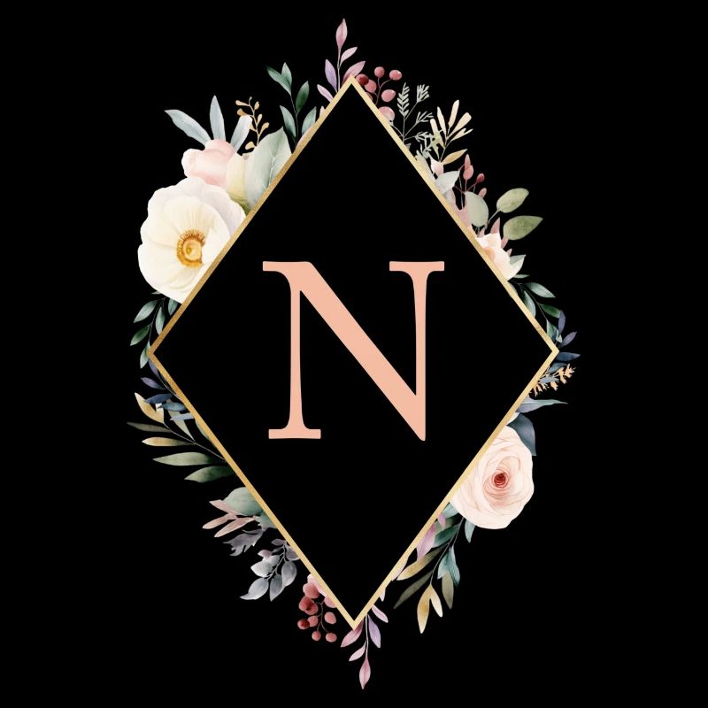 N Monogram, Floral, Boho