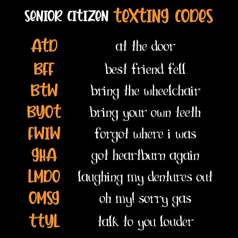 Codes texte Senior Citizen ou Eldery Person Gesch