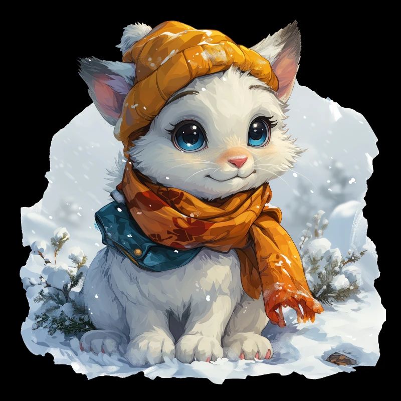 Cute kitten in winter