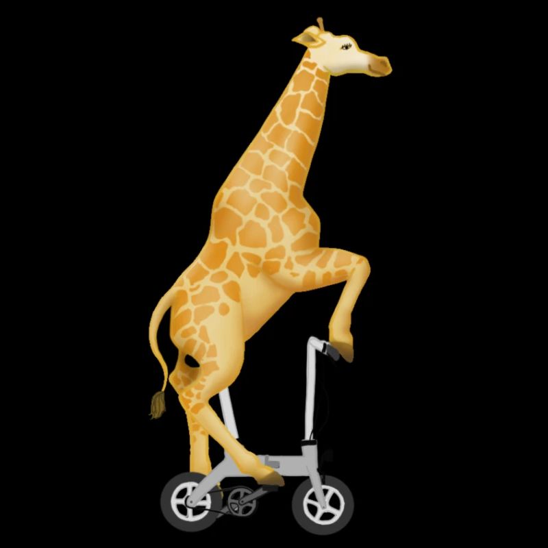 Giraffe auf dem Klapprad