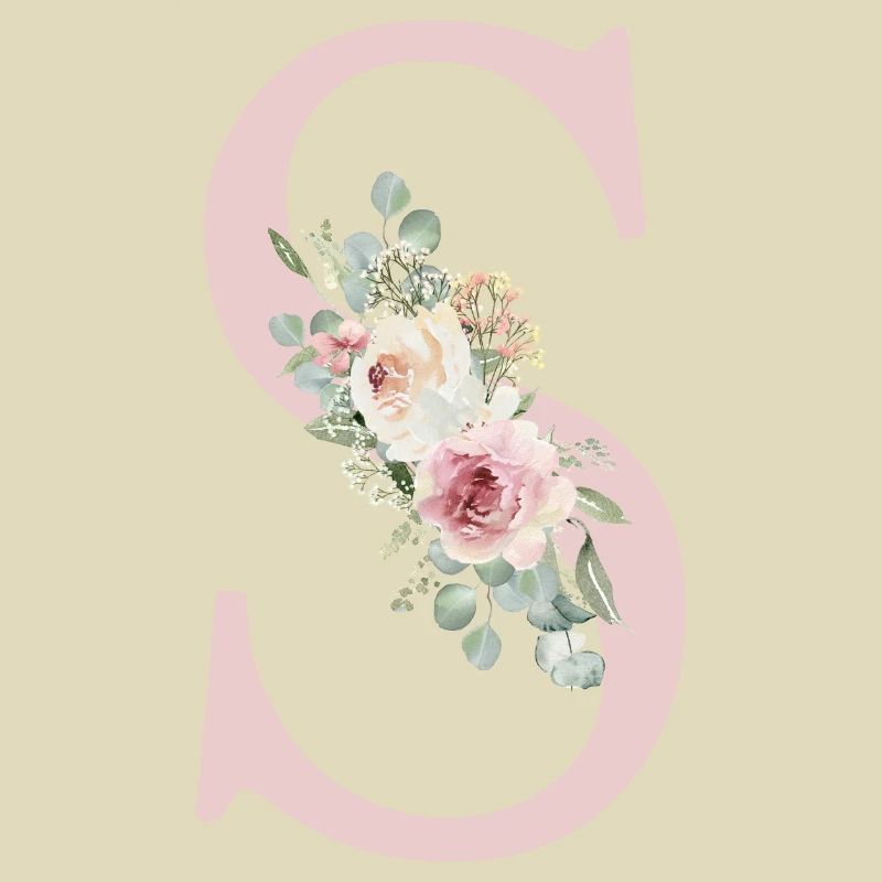 L| Monogramme | Eucalyptus Pastel Fleur Bleu