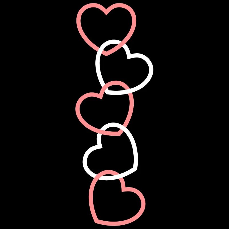Five hearts connected as a chain