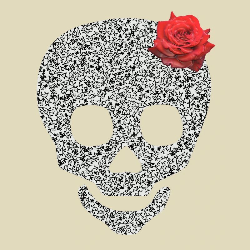 Schädel mit Rose