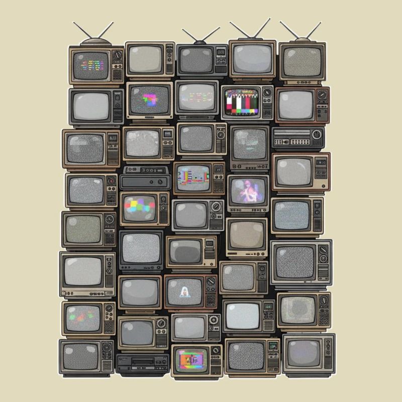 Retro Fernseh-Stack Collage