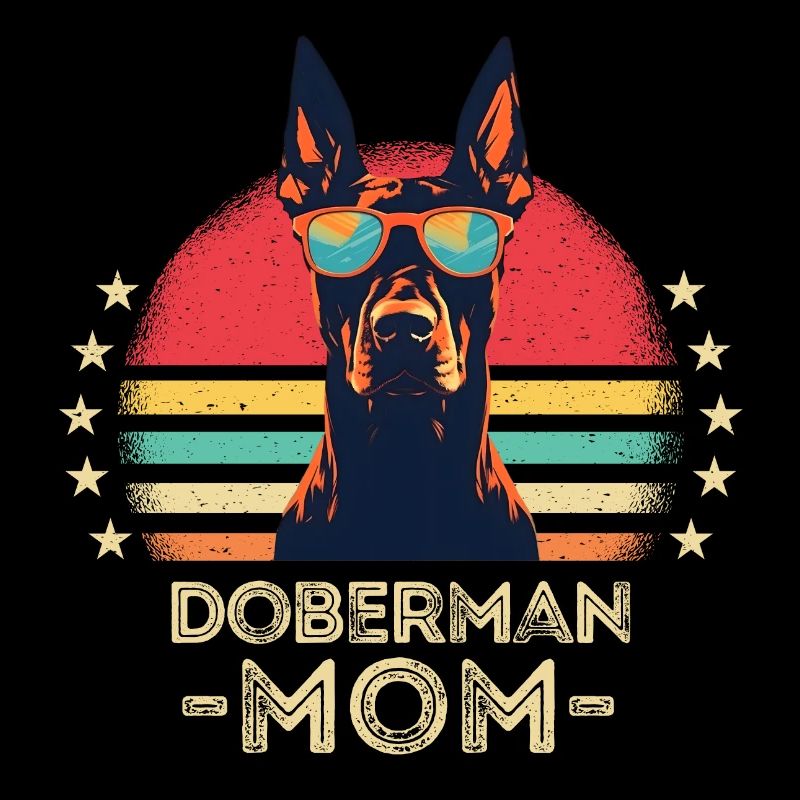 Dobermann mit sonnenbrille retro